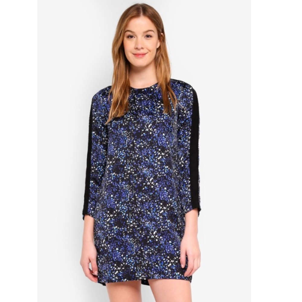 Banana Republic Lace Trim Shift Dress Blue Print